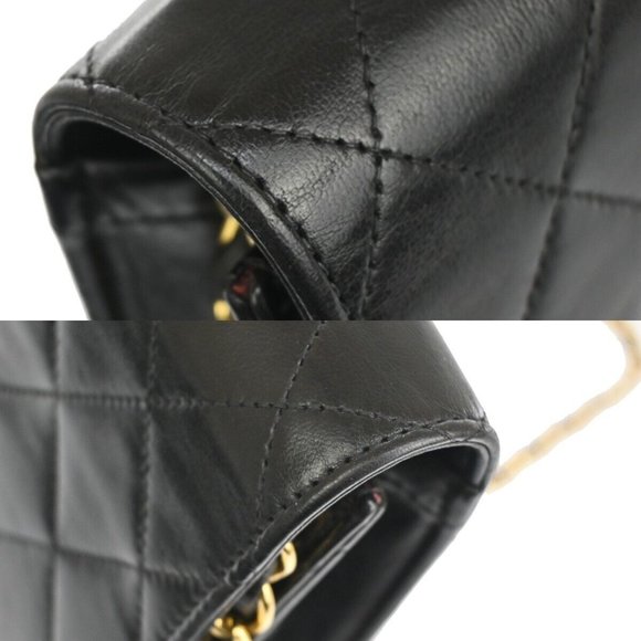 CHANEL CC Logo Matelasse Chain Shoulder Bag Leather Black GHW France 879RF086 - Picture 7 of 14
